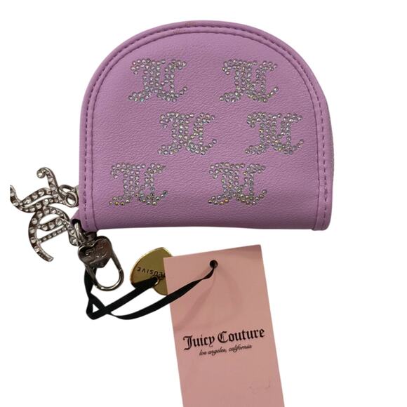 NWT Juicy Couture lavender mini wallet w/mirror combo rhinestone & charms 4x4 - Picture 1 of 9
